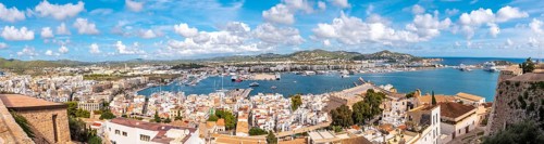Panoramic view of the city from the Santa Maria de Ibiza cathedral on the wall