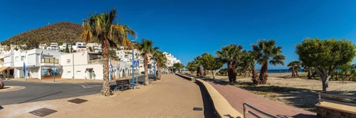 Panoramic view of the promenade next to San Jose beach in the town of Nijar
