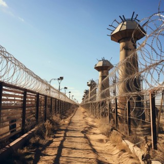 Fence a country border with barbed wire