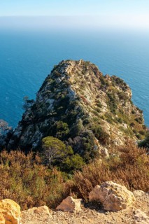 Views at the Mirador de Carabineros in the Penon de Ifach Natural Park in the city of Calpe