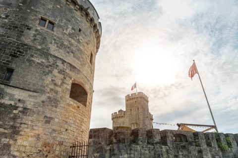 Medieval fort in the port of La Rochelle. Coastal town in southwestern France