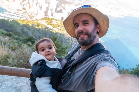 A father with his son in the Penon de Ifach Natural Park