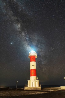 Fuencaliente lighthouse with the milky way on the route of the volcanoes south of the island of La Palma
