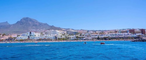Panoramic view of the Costa de Adeje in the south of Tenerife