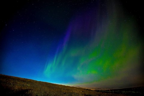 Northern lights in the sky on the Reykjanes peninsula in southern Iceland