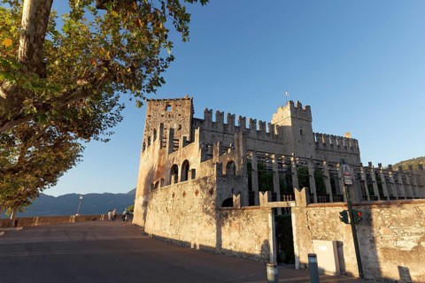 Scaliger castle and medieval city wall in the evening light