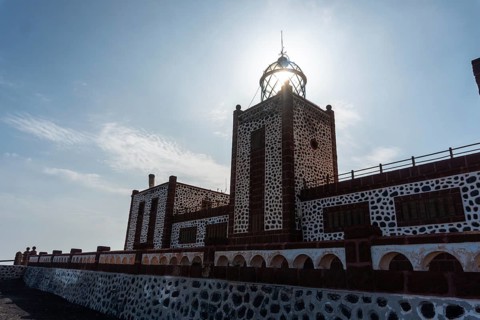 Detail of the Entallada Lighthouse at sunset in the municipality of Las Playitas