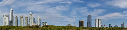 Panorama of the skyline of Puerto Madero with the Alvear Tower