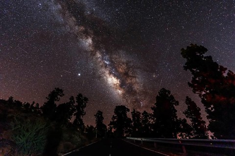 One of the best Milky Ways in the world in the Caldera de Taburiente near Roque de los Muchahos on the island of La Palma