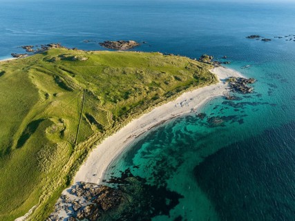 Aerial view of the sandy beach