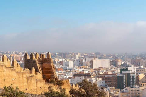Jairan wall and the Alcazaba the town of Almeria