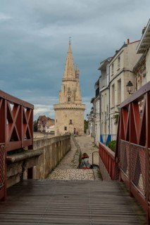 The Lantern Tower of La Rochelle in the medieval old town. La Rochelle is a coastal city in southwestern France