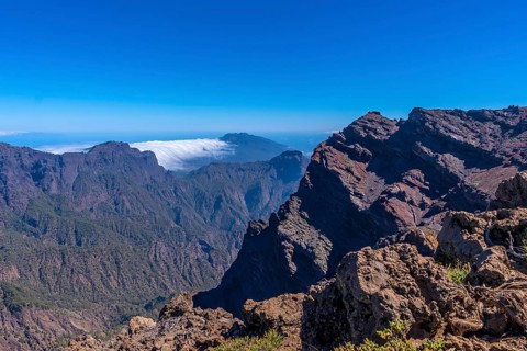 View of the Roque de los Muchachos national park on top of the Caldera de Taburiente