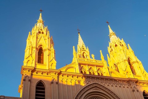 Sunset in the beautiful church of the city of Malaga