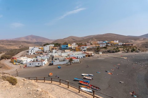 Panoramic of the beach of the coastal town of Ajuy near the town of Pajara