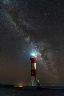 Fuencaliente lighthouse with the milky way on the route of the volcanoes south of the island of La Palma