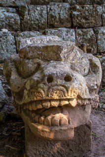 The dragon of the astronomical pyramid of the temples of Copan Ruinas. Honduras