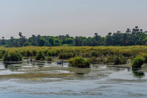 Beautiful natural scenery sailing on the Nile river cruise from Luxor to Aswer