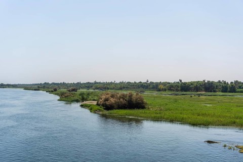 Beautiful natural scenery sailing on the Nile river cruise from Luxor to Aswer