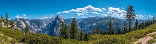 Panoramic from Glacier point where you can see all Yosemite