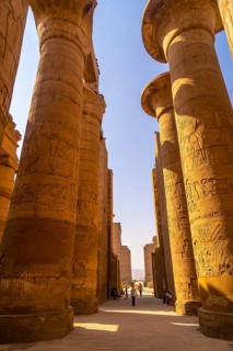 Detail of the columns with Egyptian drawings of the Temple of Karnak