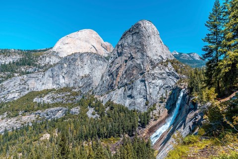 Vernal Falls from the top on the descent path to Bernal Falls. California