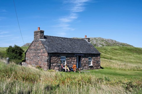 Traditional stone-built cottage on the Scottish Hebridean island of Iona