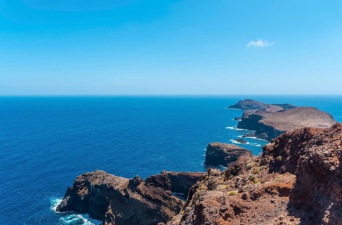Final landscape of Ponta de Sao Lourenco from the viewpoint in summer