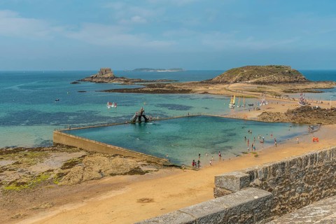 Natural pool at the Plage de Bon-Secours Saint-Malo in French Brittany in the Ille and Vilaine department