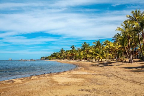 The beautiful beach of Sandy Bay on Roatan Island. Honduras