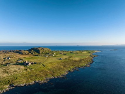 Aerial view of the island of Iona in the morning light