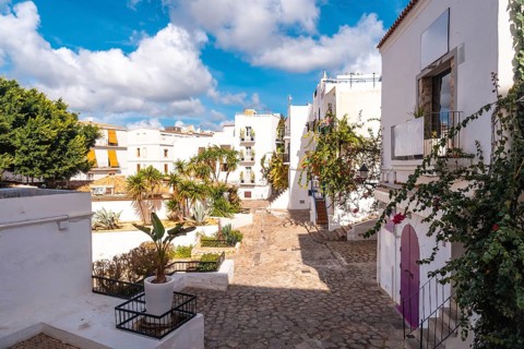 White houses in the old town of Ibiza