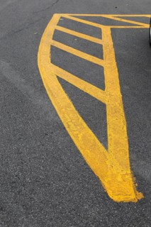 Street markings in a public parking lot