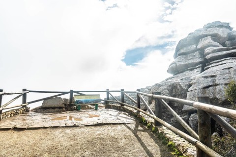 Fog on the trail at the top of Torcal de Antequera
