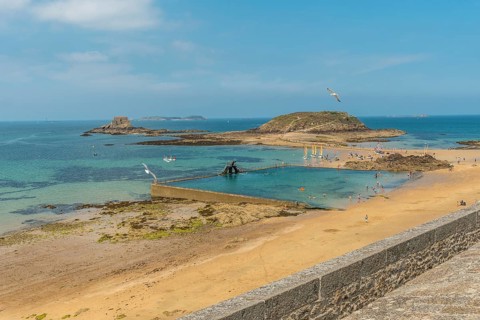Natural pool at the Plage de Bon-Secours Saint-Malo in French Brittany in the Ille and Vilaine department