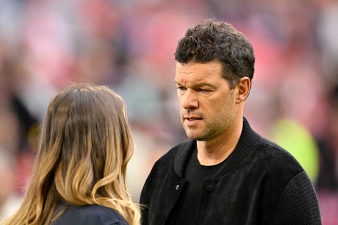 TV pundit Michael Ballack in conversation with DAZN sports presenter Laura Wontorra
