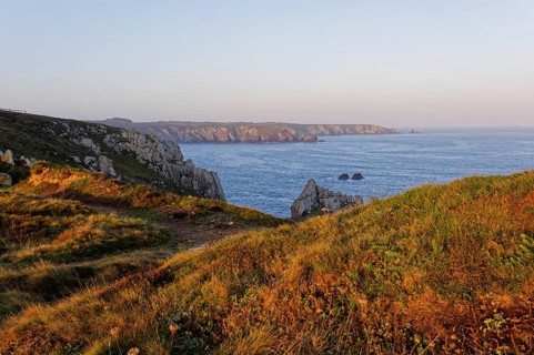 Morning atmosphere on the rocky coast of Pointe de Brezellec