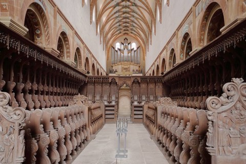 Choir stalls and organ of the former Cistercian abbey