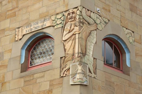 Siegfried dragon slayer with inscription