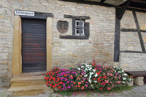 House wall with door