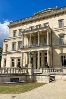 Representative portal with two-storey columned superstructure Columned portal from exit to garden Garden exit of Villa Huegel former residence of Krupp family in Essen Bredeney