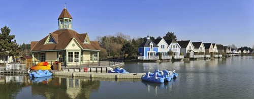 Colourful houses in the Belle Dune Holiday Village at Fort-Mahon-Plage