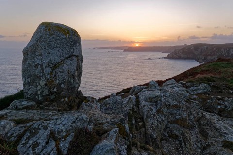 Sunrise on the rocky coast at Pointe de Brezellec