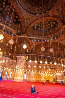 Beautiful decorated interior of the Alabaster Mosque in the city of Cairo in the Egyptian capital. Africa