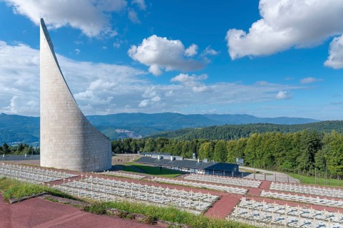 Former concentration camp Natzweiler-Struthof with the memorial Lighthouse of Remembrance