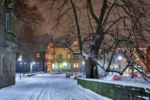 Winter Amtspforte and Old Police Stadthagen Germany