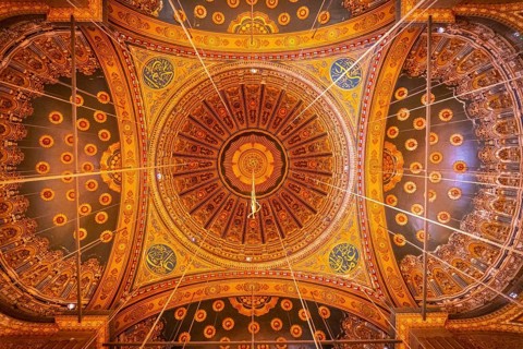 Beautiful decorated interior of the Alabaster Mosque in the city of Cairo in the Egyptian capital. Africa