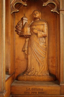 Saint Ottilia Sculpture on Late Gothic Altar with Inscription