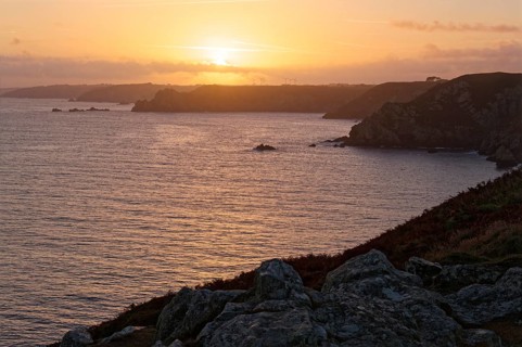 Sunrise on the rocky coast at Pointe de Brezellec