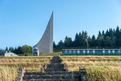 Natzweiler-Struthof Concentration Camp and View of the Memorial Lighthouse of Remembrance